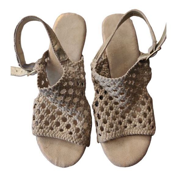 Chelsea & Violet Shoes - Woven Golden Wedges